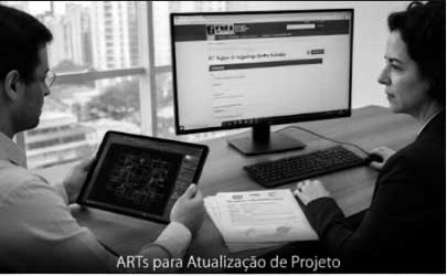 Engenheiro assinando documento de ARTS para Atualização de Projeto técnico, garantindo conformidade com normas de engenharia em ambiente de escritório profissional.